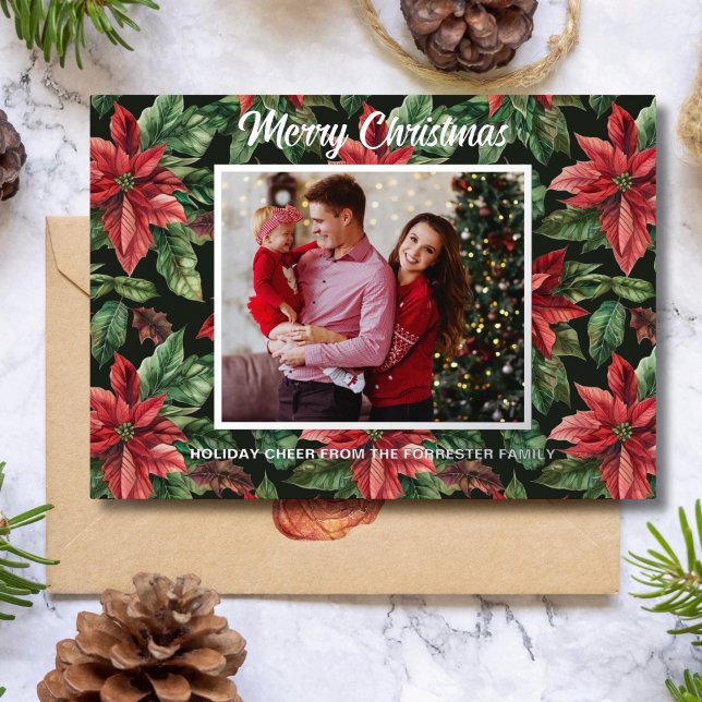 3 Family Photo in  watercolor Poinsettia flower (Creator Uploaded)