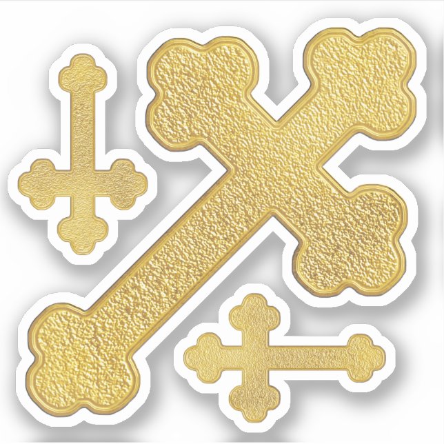 3 Faux Metallic Gold Budded Crosses - Contour (Front)