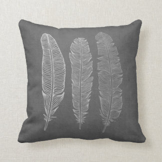 3 Feathers on Grey Pillow