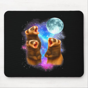 3 Ferret Moon Howling Ferrets Funny For Men, Women Mouse Pad
