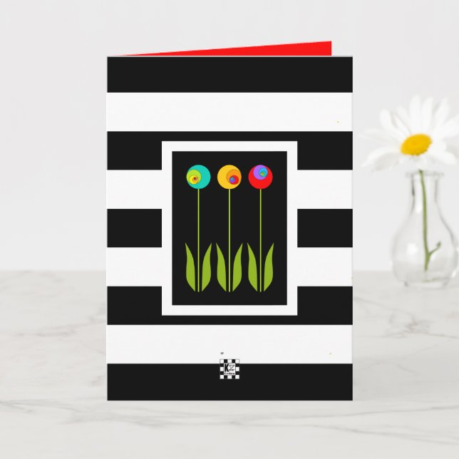 3 Fibonacci Flowers Birthday  Card (Small Plant)