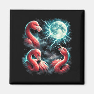 3 Flamingo Moon Howling Flamingo Head Funny Magnet