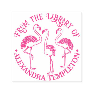 3 Flamingos Standing Library Book Name Self-inking Stamp