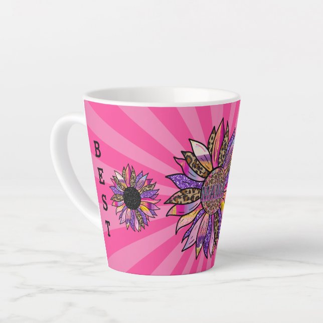 3 Flowers Glitter Customise Mama Latte Mug (Left Angle)