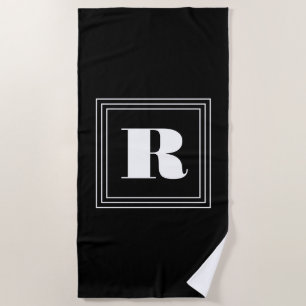 3 Frame Monogram   Black & White Beach Towel