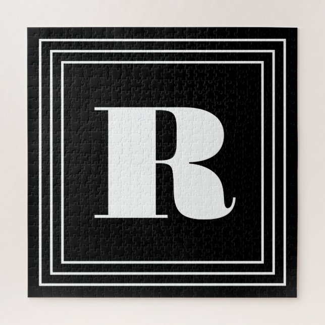 3 Frame Monogram | Black & White Jigsaw Puzzle (Vertical)