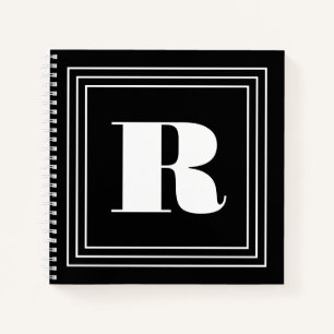 3 Frame Monogram Black & White Notebook