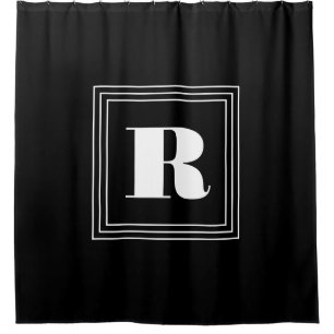 3 Frame Monogram Black & White Shower Curtain