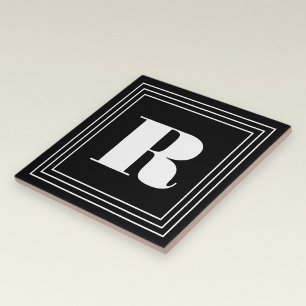 3 Frame Monogram Black & White Tile