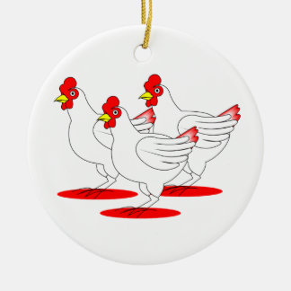3 French Hens Ceramic Tree Decoration