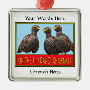 3 French Hens Metal Tree Decoration