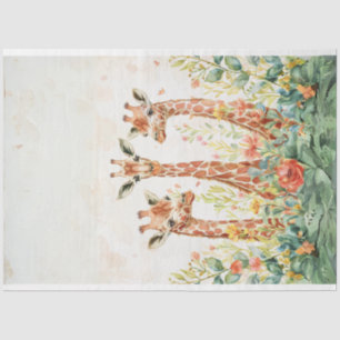 3 Giraffe Decoupage Paper Watercolor 