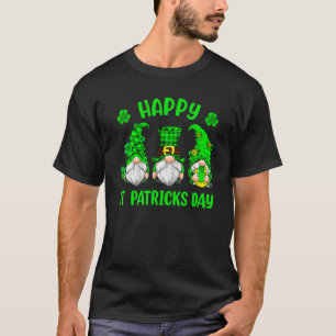 3 Gnomes Holding Shamrock Leopard Plaid St Patrick T-Shirt