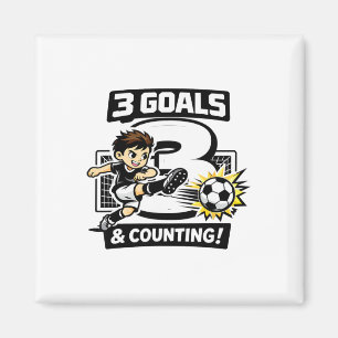 3 Goals And Counting Soccer Birthday For 3-year-ol Magnet