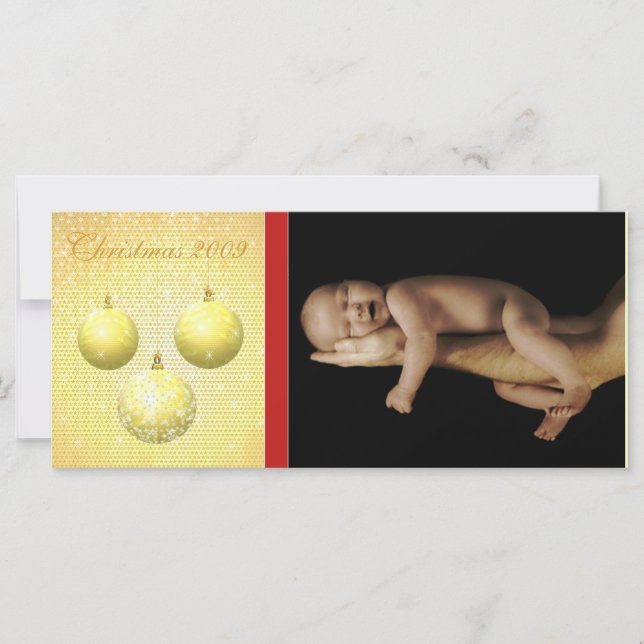 3 Gold Christmas Ornaments with Stars Rack Cards (Front)