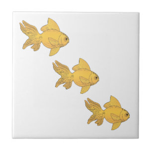 3 Gold Fish Swimming Simple Pattern - revised Tile