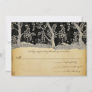 3 Gold Trees on Gold and Black Metallic Elegance Invitation