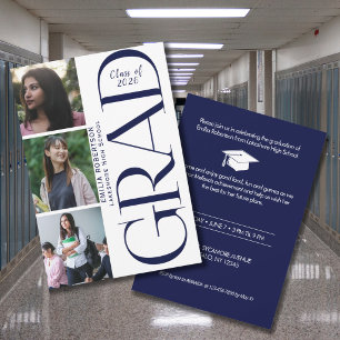 3 Grad Photo Collage for Grad Party Celebration Invitation