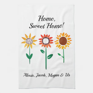 3 Graphic Sunflowers Home Sweet Home DIY Names Vs2 Tea Towel