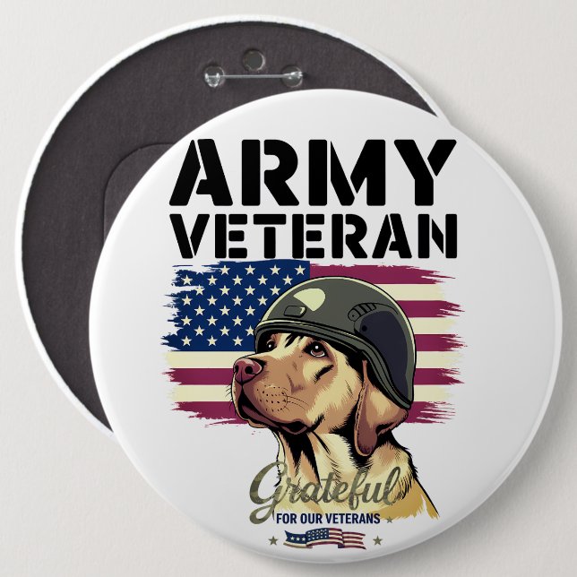 #3 Grateful for our Veterans  6 Cm Round Badge (Front & Back)