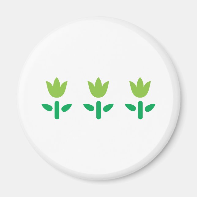 3 Green Flowers Magnet (Front)