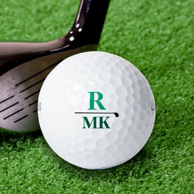 3 green initial letters monogram golf balls (Creator Uploaded)