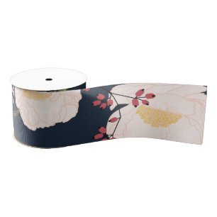3" Grosgrain Ribbon Baby Pink Cosmos on White