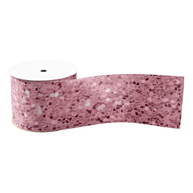 3" Grosgrain Ribbon Rose Gold Glitter (Spool)