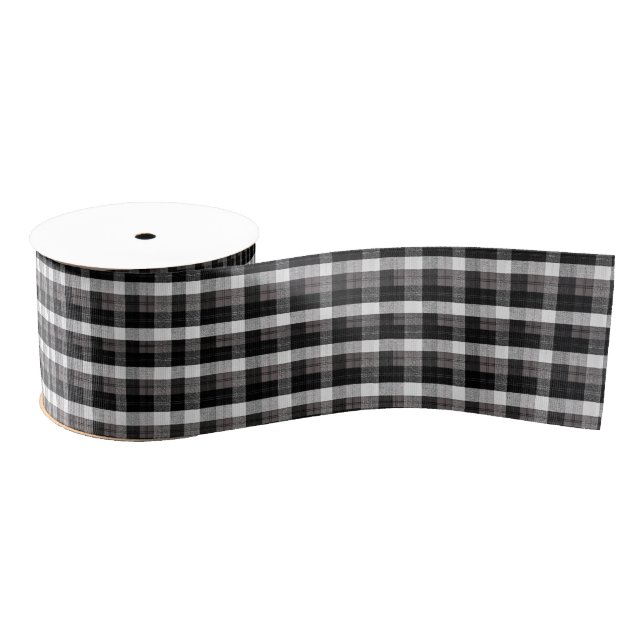 3" Grosgrain Ribbon Xmas Baffalo Plaid Black White (Spool)