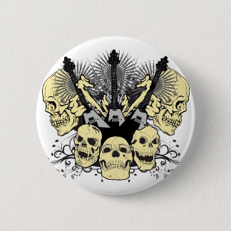 3 Guitars Skulls 6 Cm Round Badge