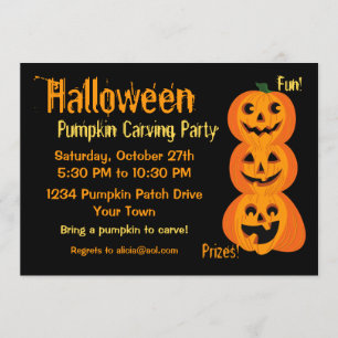 3 Halloween Pumpkins Invitation
