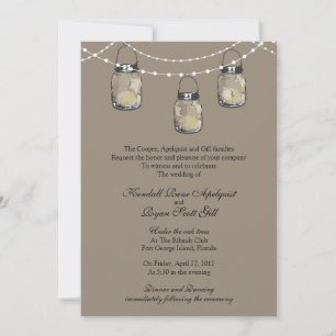 3 Hanging Mason Jars - Wedding Invitation