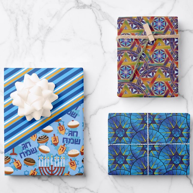 3 Hanukkah Boys' Gift Wrapping Paper Sheet (Creator Uploaded)
