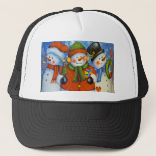 3 Happy Snowmen Trucker Hat