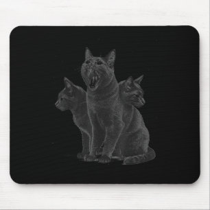 3 Headed Cat Vintage Grunge Alt 90s Halloween Goth Mouse Pad