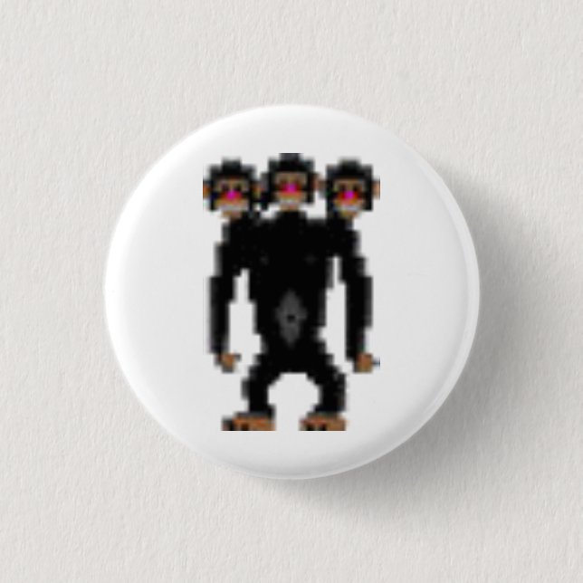 3-headed-monkey 3 cm round badge (Front)