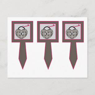 3 Heart Lock Wedding Cup Cake Picks Postcard