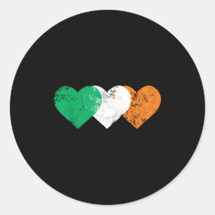 3 Hearts Ireland Flag St. Patricks Day Irish Flags Classic Round Sticker