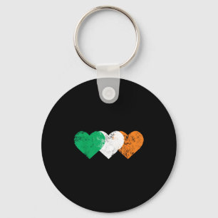 3 Hearts Ireland Flag St. Patricks Day Irish Flags Key Ring