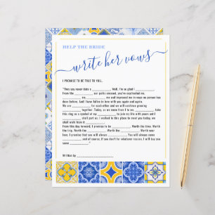 3 Help the Bride Write Her Vows Bridal Shower Game