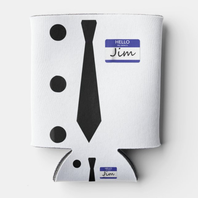 3 Hole Punch Jim Costume Easy Halloween T Shirt.pn Can Cooler (Front)