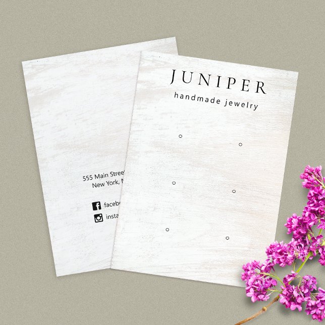 3 Hole White Wood Jewelry Display Business Card (Creator Uploaded)