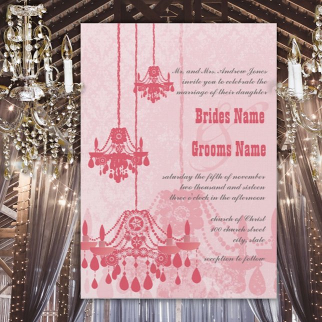 3 Honeysuckle Chandeliers Damask Wedding Invites (Creator Uploaded)