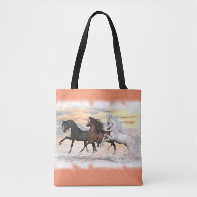 3 Horses All-Over-Print Tote Bag, You Customise (Front)