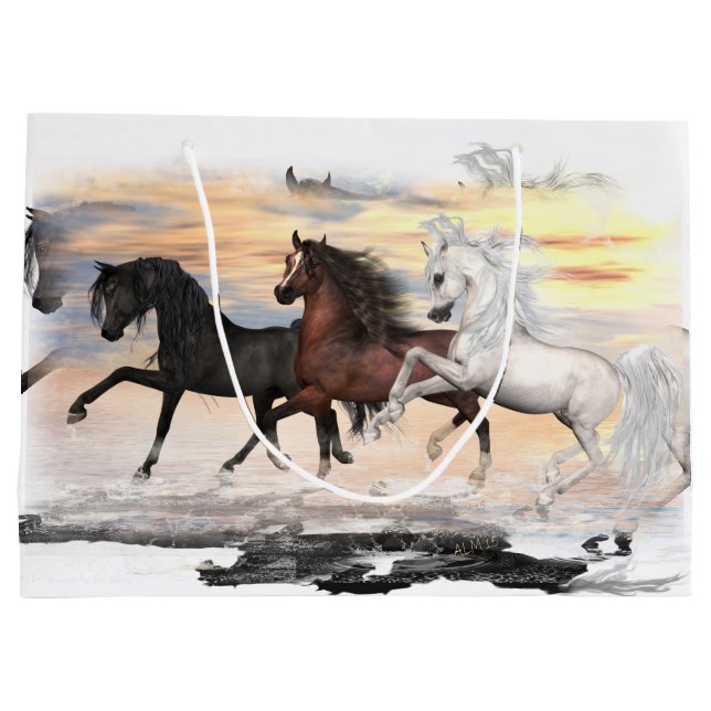 3 Horses Gift Bag - Lrg, Glossy, Pick Size (Back)