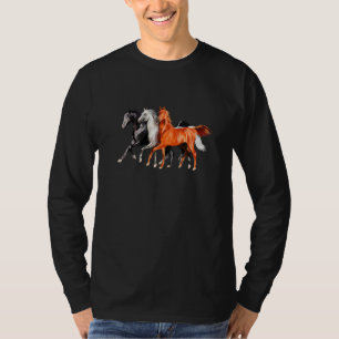 3 Horses Retro Vintage Horse Riding Horseback Rid T-Shirt