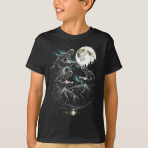 3 howling alligator moon vintage retro style funny T-Shirt
