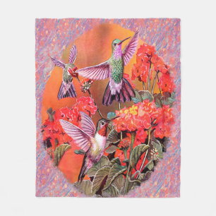 3 Hummingbirds Fleece Blanket