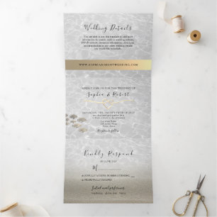 3 in 1 Beach Wedding Tri-Fold Invitation