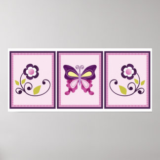 3 in 1 Butterfly Lane 8x10 inch Nursery Art Poster